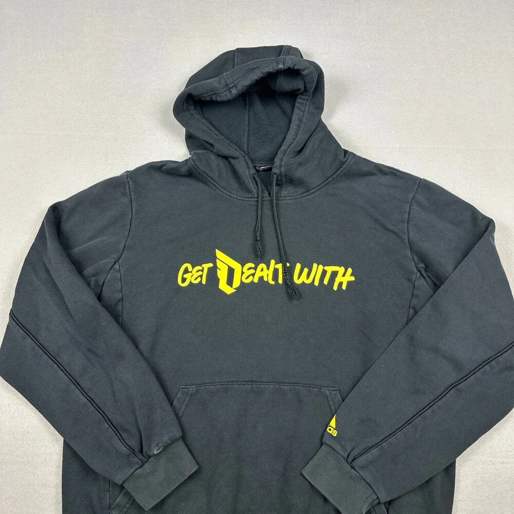 Adidas Hoodie Men L Black Damian Lillard Get Dealt With Basketball Sweatshirt *